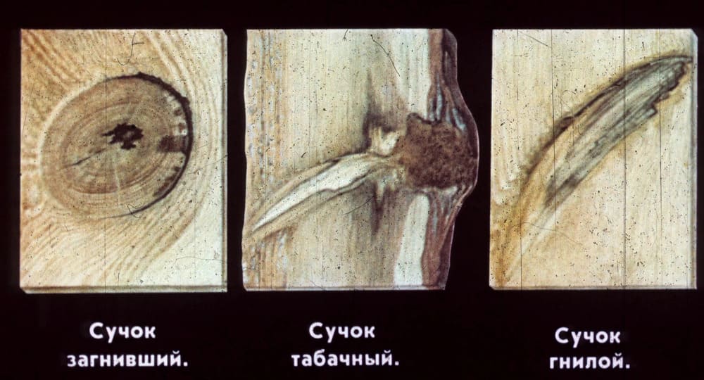 Допустимые и опасные сучки на доске
