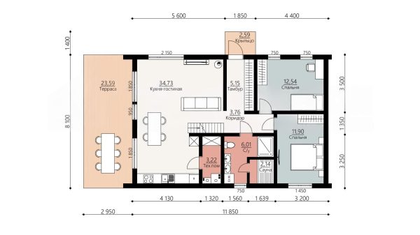 Планировка каркасного дома 130 м2 размер 12 на 8 метра терраса сауна